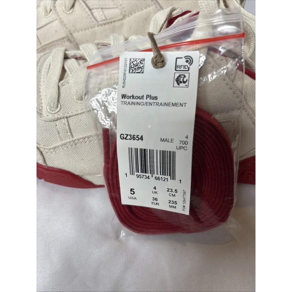Reebok Workout Plus Mens 5 Athletic Shoes Chalk‎ Flash Red GZ3654 NEW